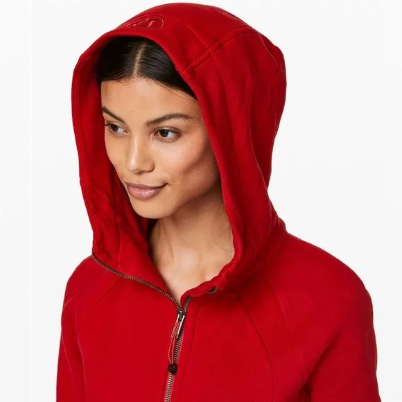 Lululemon Scuba Hoodie Sweater Light Cotton Fleece Womens Size 6 Red Zip Up Cozy - Picture 3 of 16